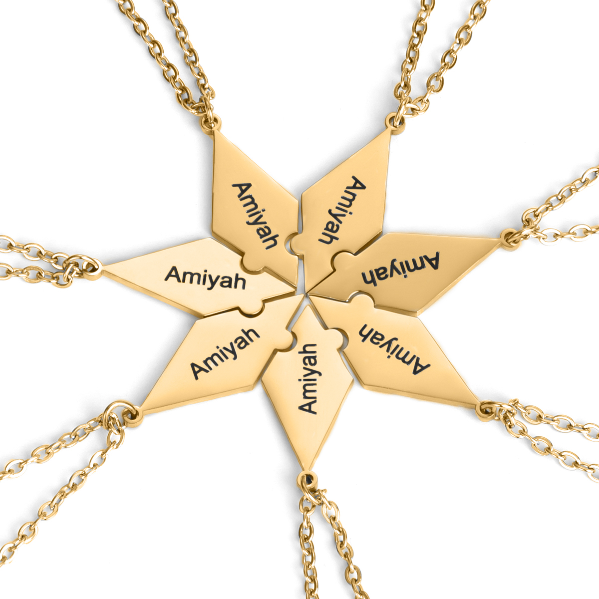 Customized Necklace with Snowflake Shape and Multiple Name Puzzles