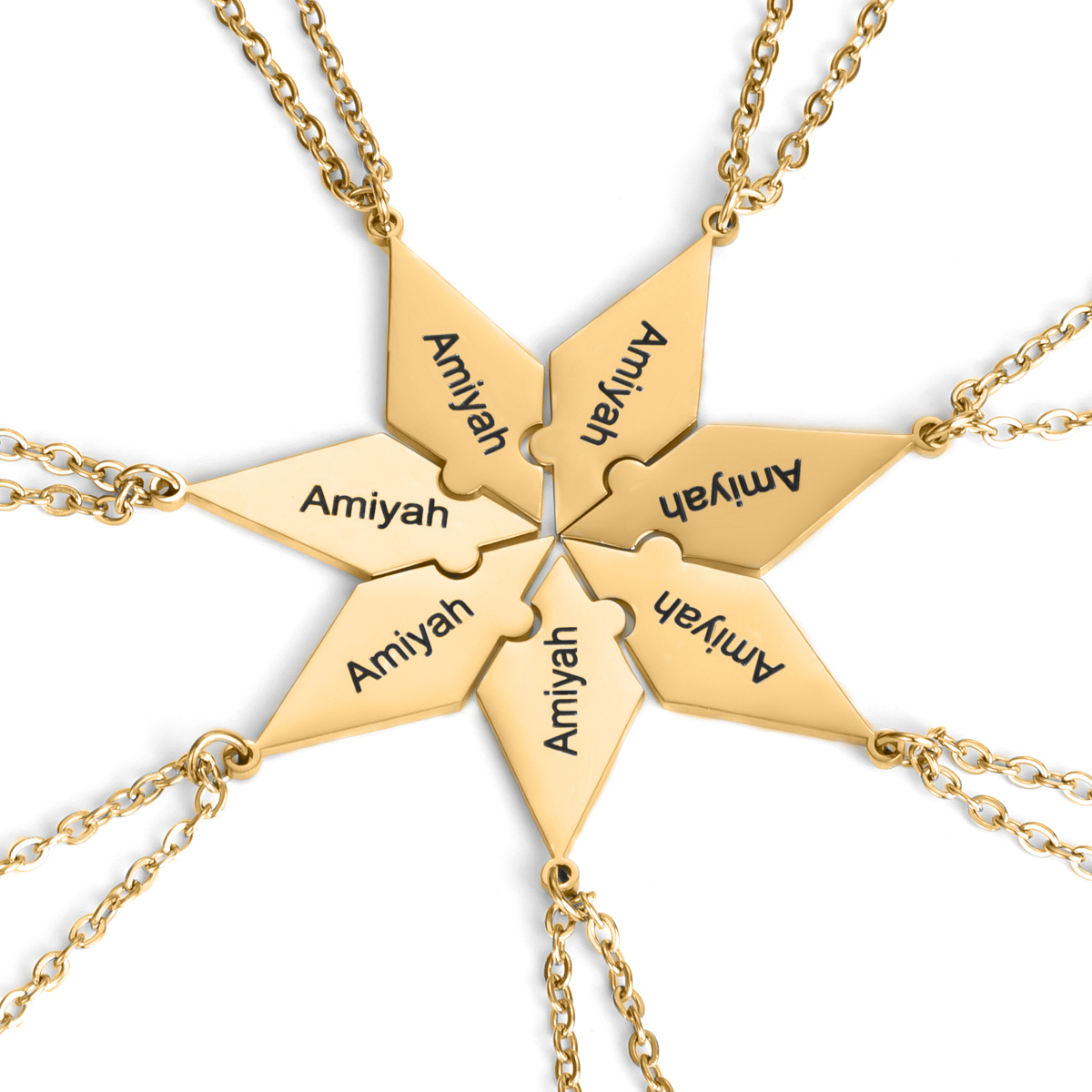 Customized Necklace with Snowflake Shape and Multiple Name Puzzles