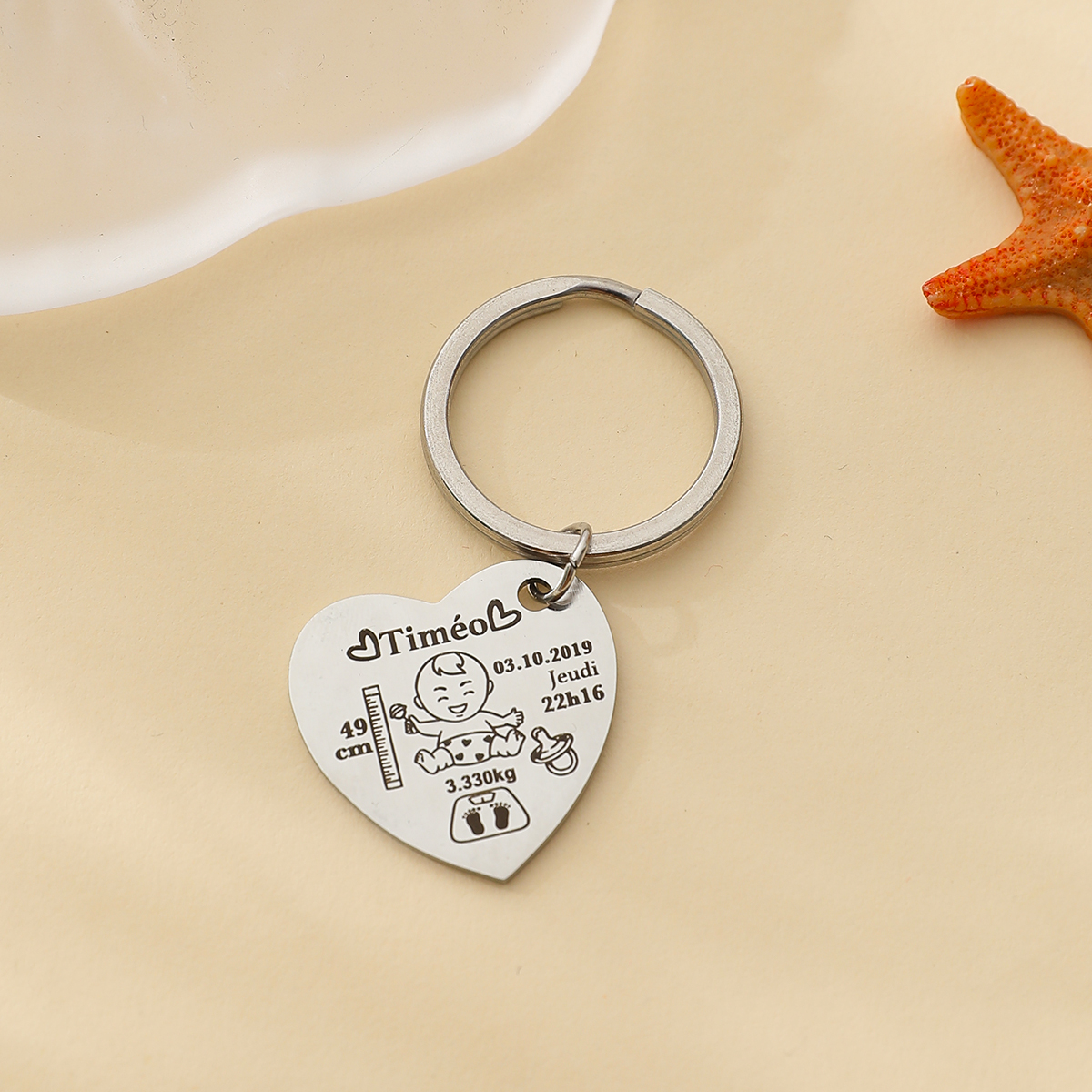 Custom Keychains with Newborn's Birth Information