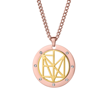 Personalized Name Logo Necklace With Rhinestone