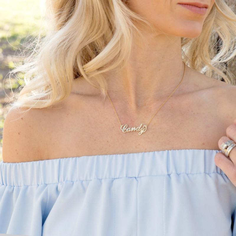 Custom Carrie Style Name Necklace In 18k Gold Plated