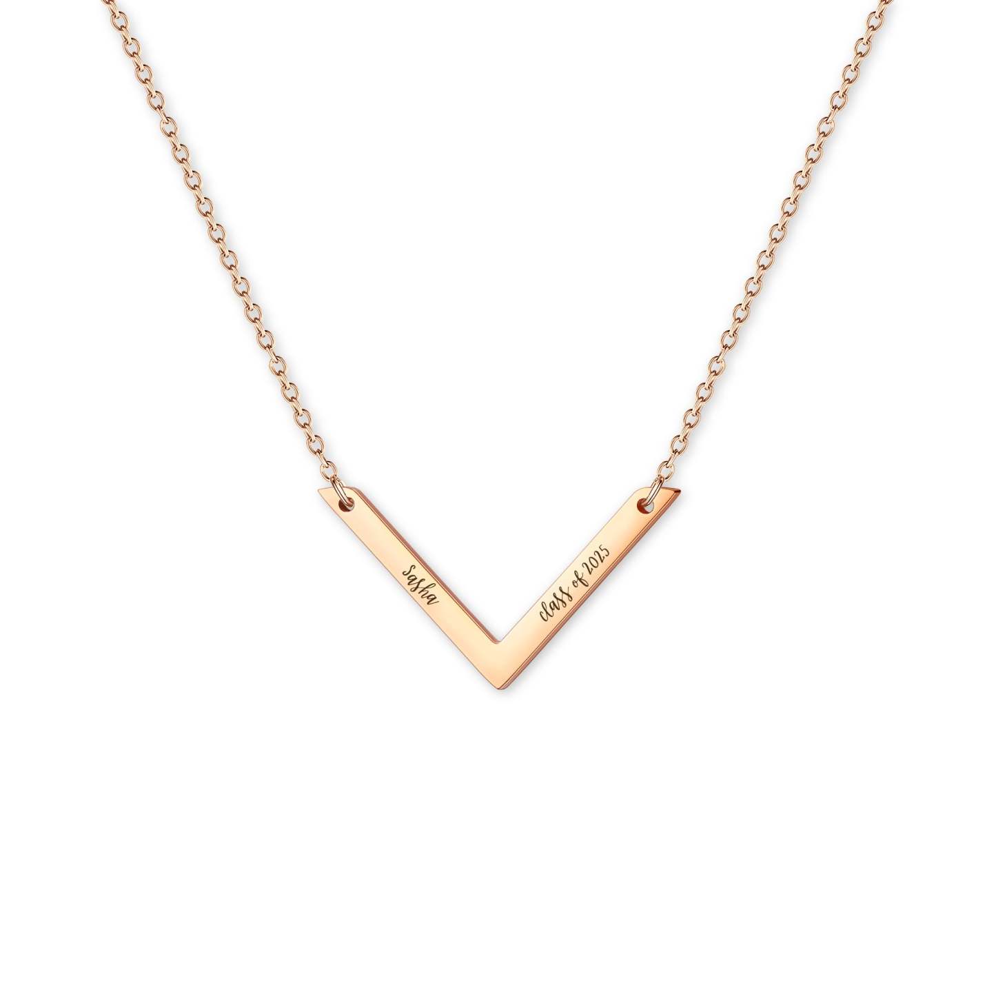 V shaped Custom Necklace with Double Names