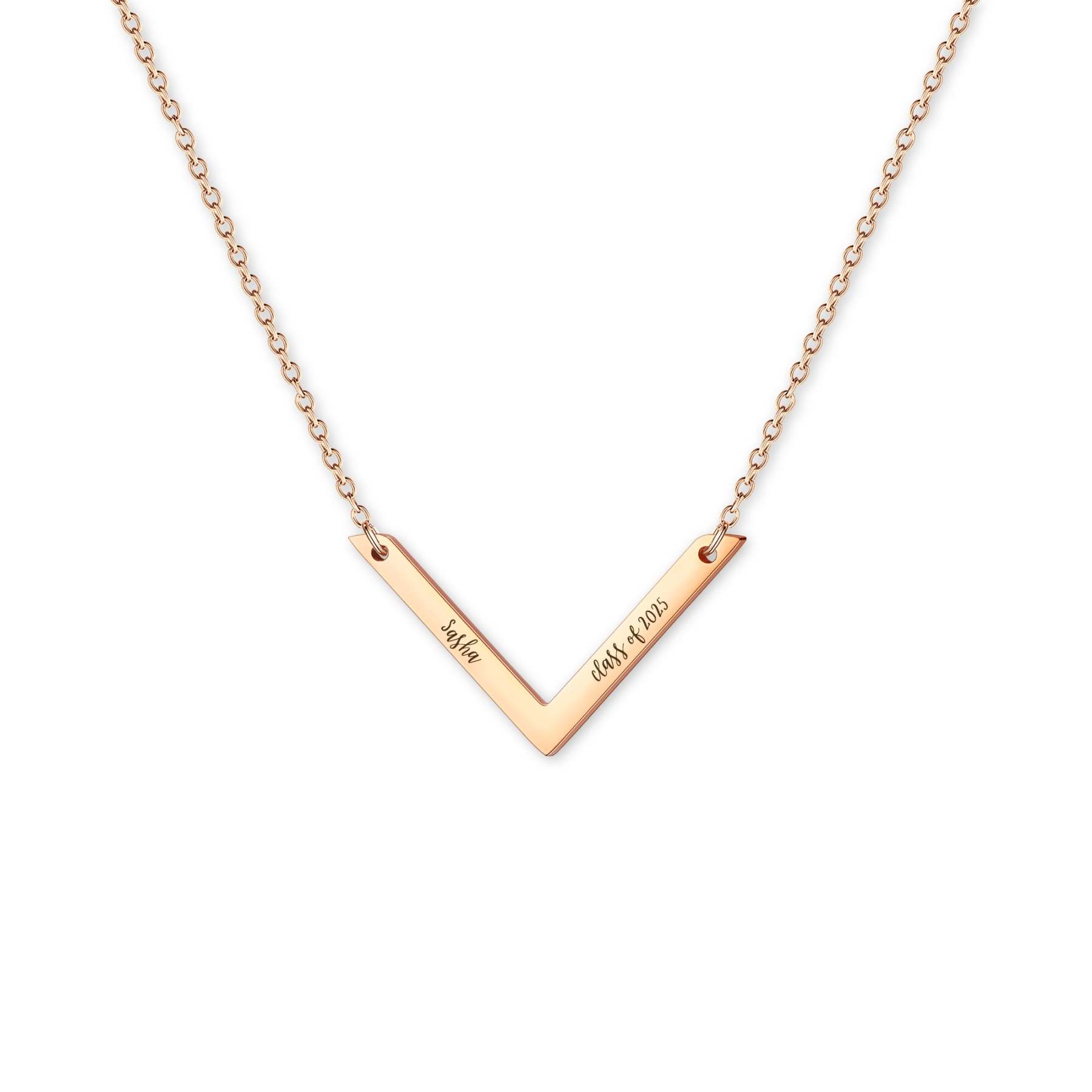 V shaped Custom Necklace with Double Names
