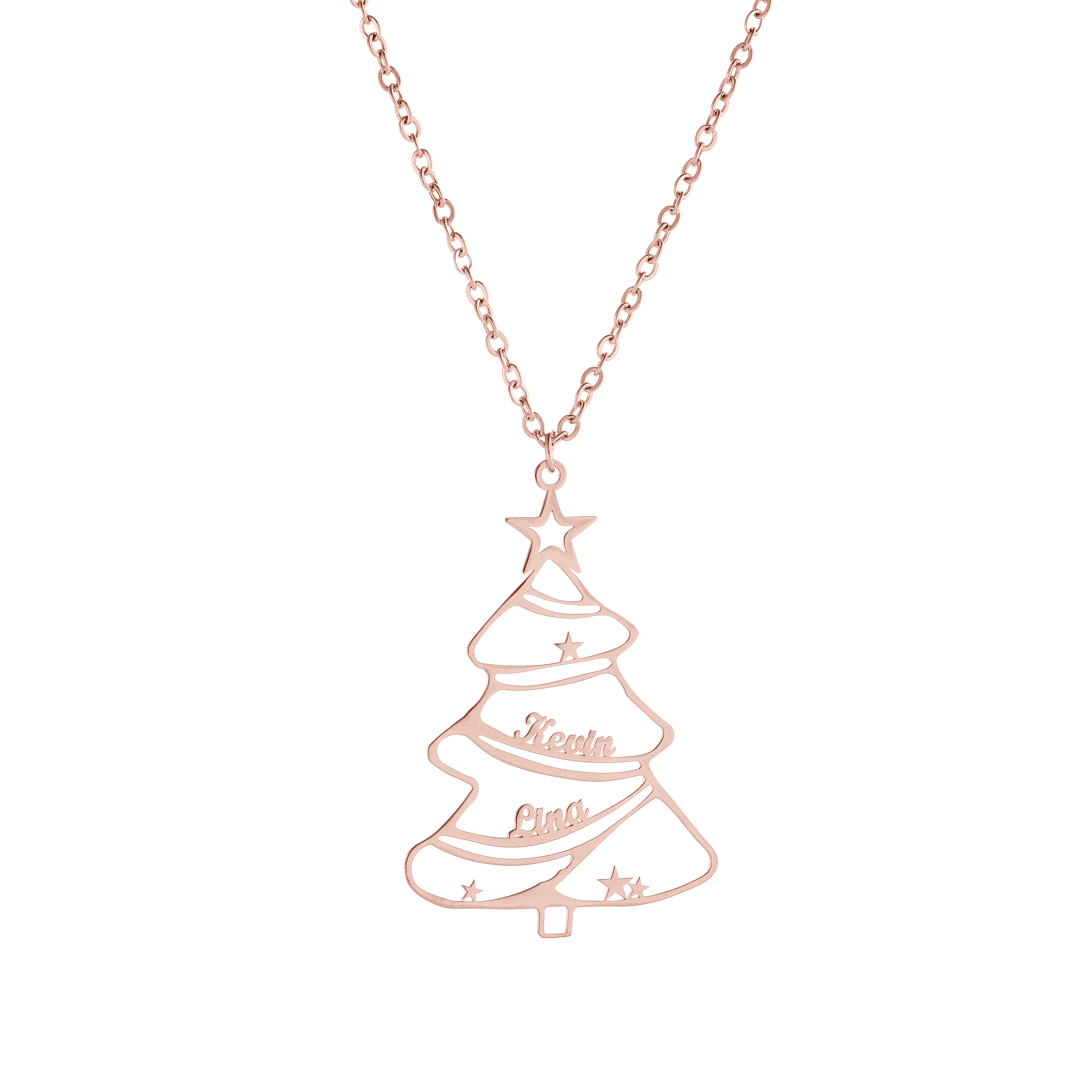 CUSTOM Christmas Tree-shaped Double Name Necklace