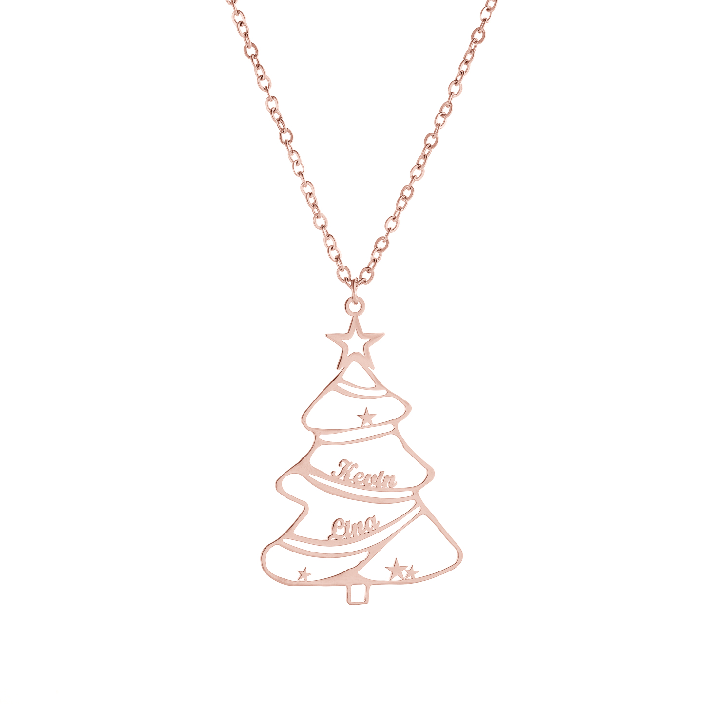 CUSTOM Christmas Tree-shaped Double Name Necklace
