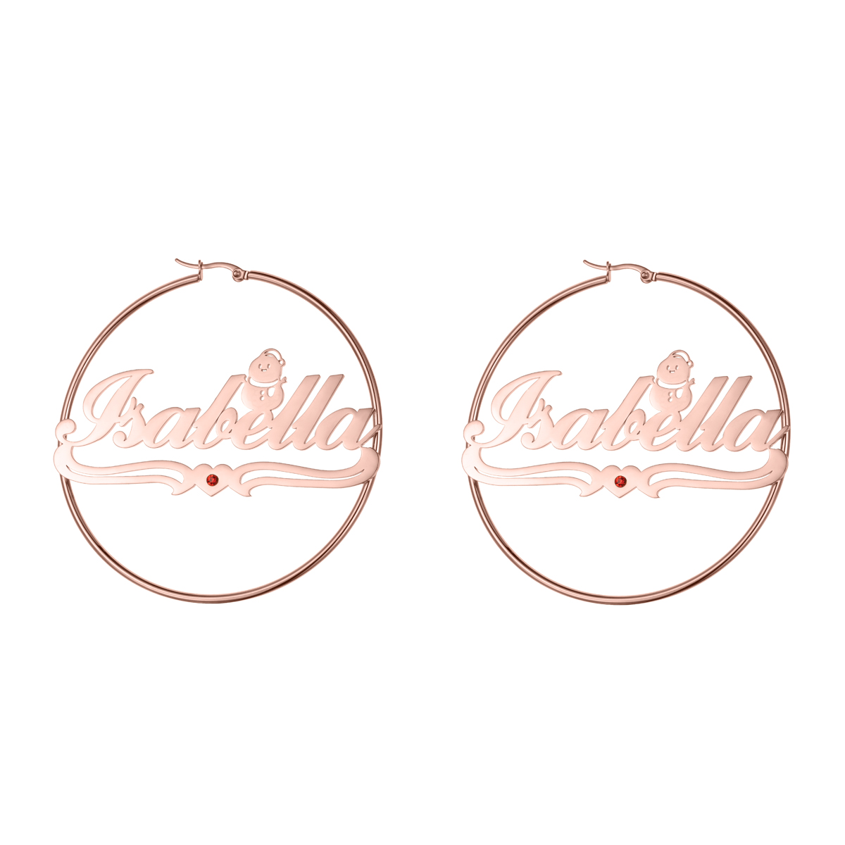 Custom Jewelry Set Name Birthstone Necklace and Earrings with Christmas Snowman