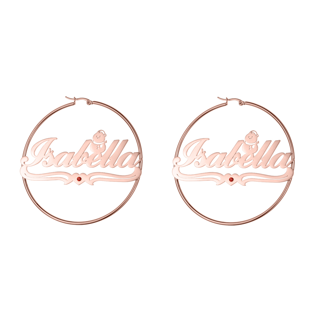 Custom Jewelry Set Name Birthstone Necklace and Earrings with Christmas Snowman