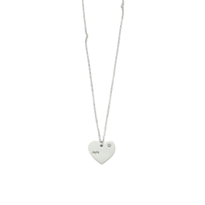 Custom Name and Birthstone Necklace with Heart-shaped