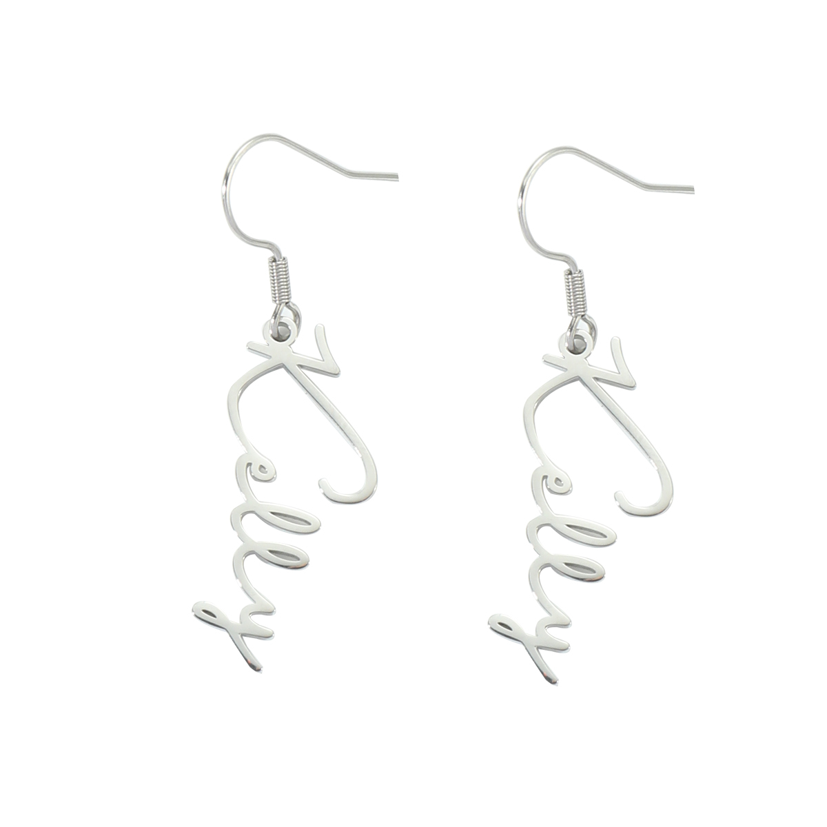 [Copy]Custom Name Birthstone Earrings with Long Strip Borders for Cool Girls