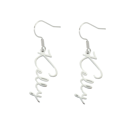 [Copy]Custom Name Birthstone Earrings with Long Strip Borders for Cool Girls