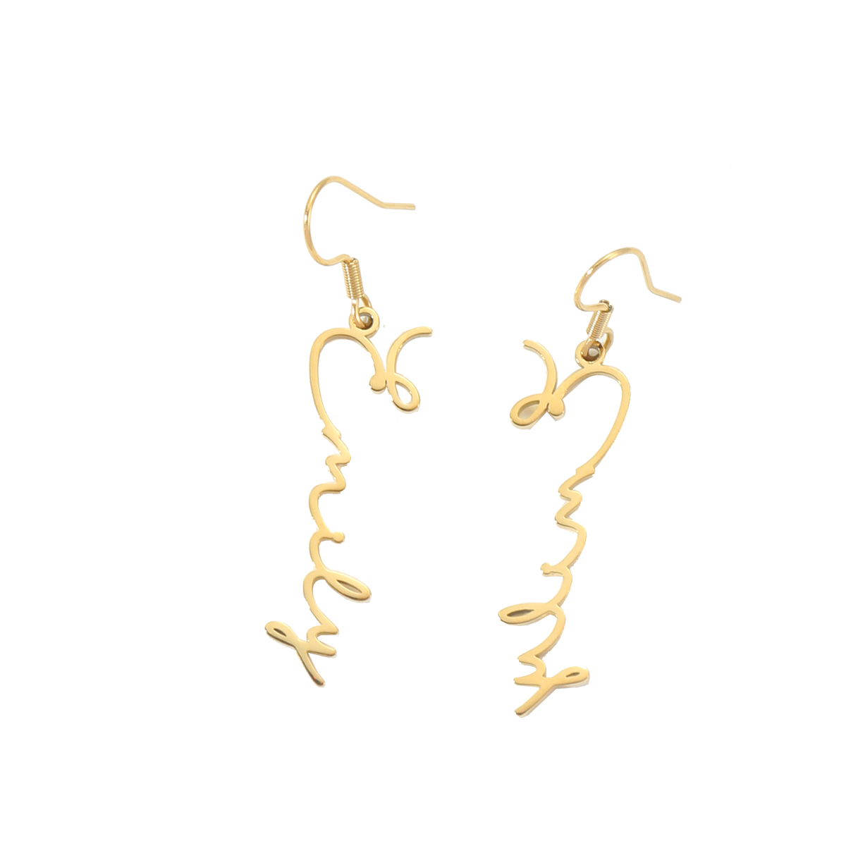 [Copy]Custom Name Birthstone Earrings with Long Strip Borders for Cool Girls