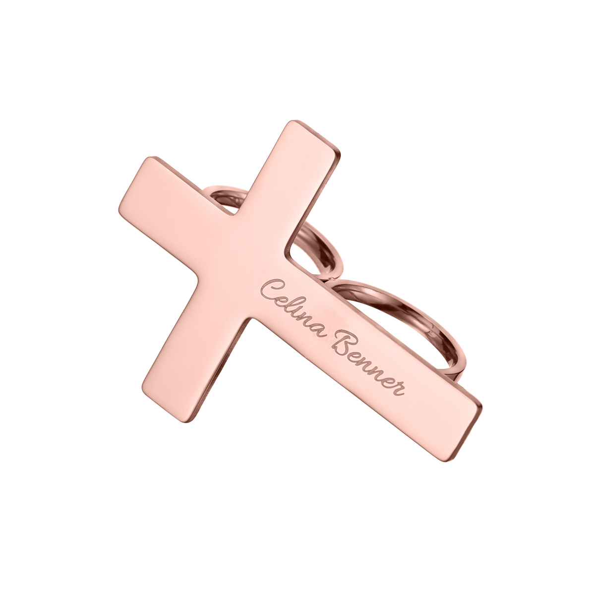 Custom Name Engraved Cross-shaped Finger Guard Ring