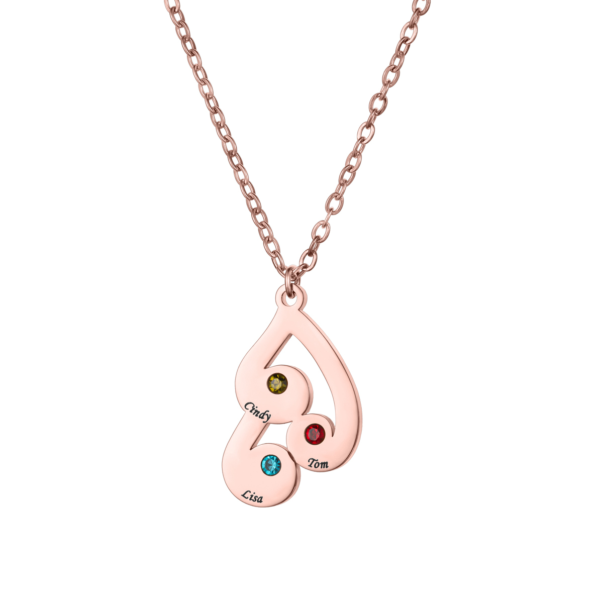 Custom Birthstone Name Engraved Necklace