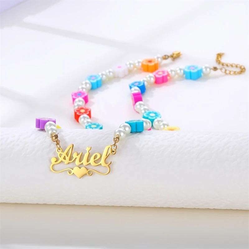 Custom Name Colorful Clay Bead Chain Necklace