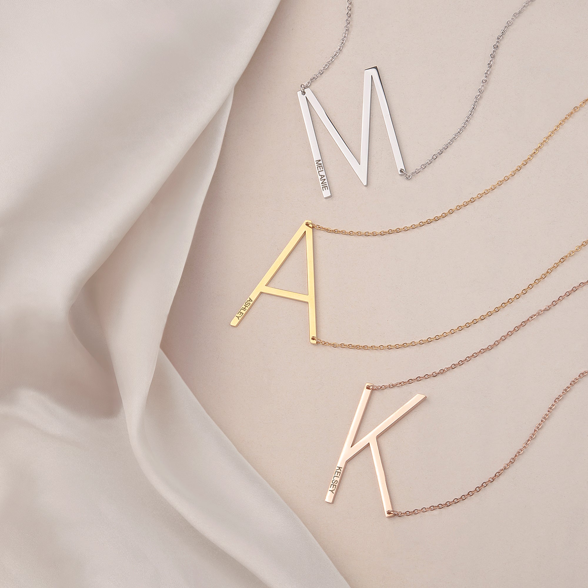 Single Letter Pendant Name Engraved Necklace