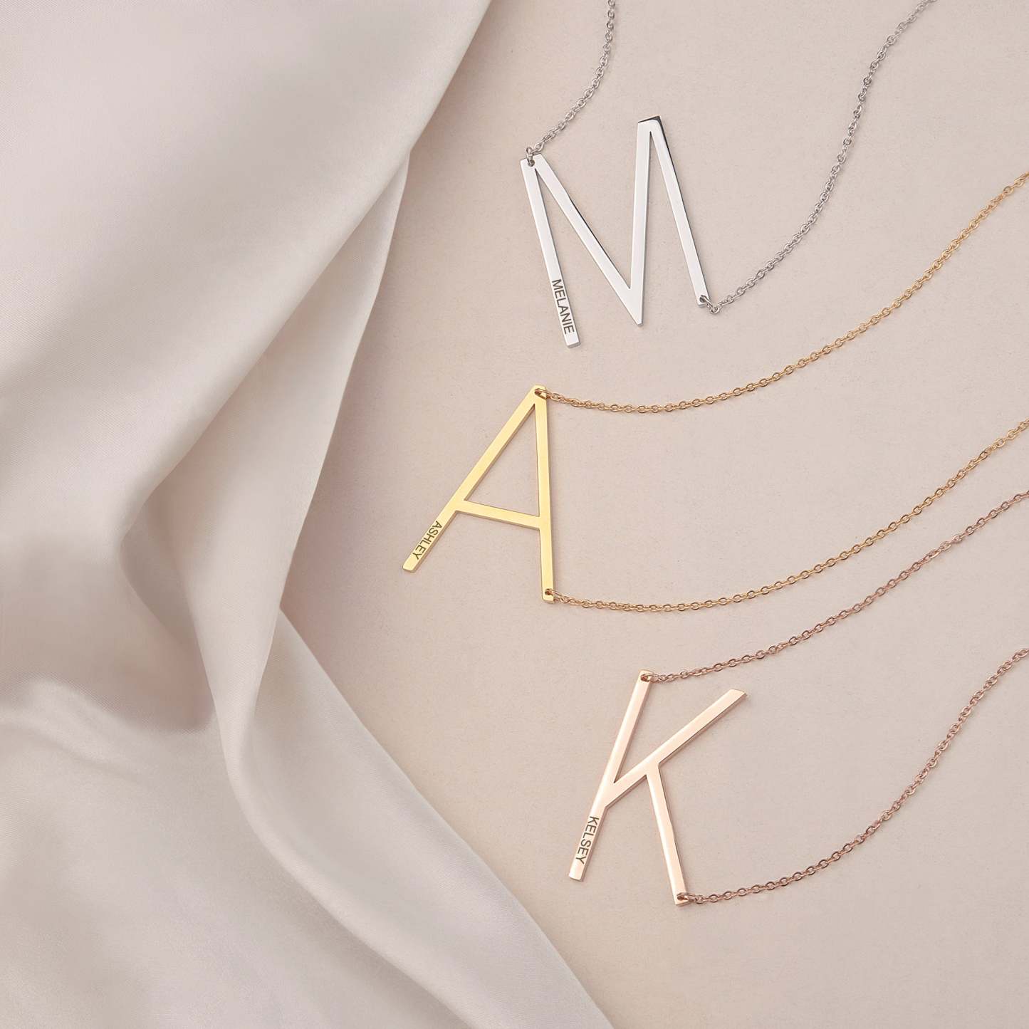 Single Letter Pendant Name Engraved Necklace