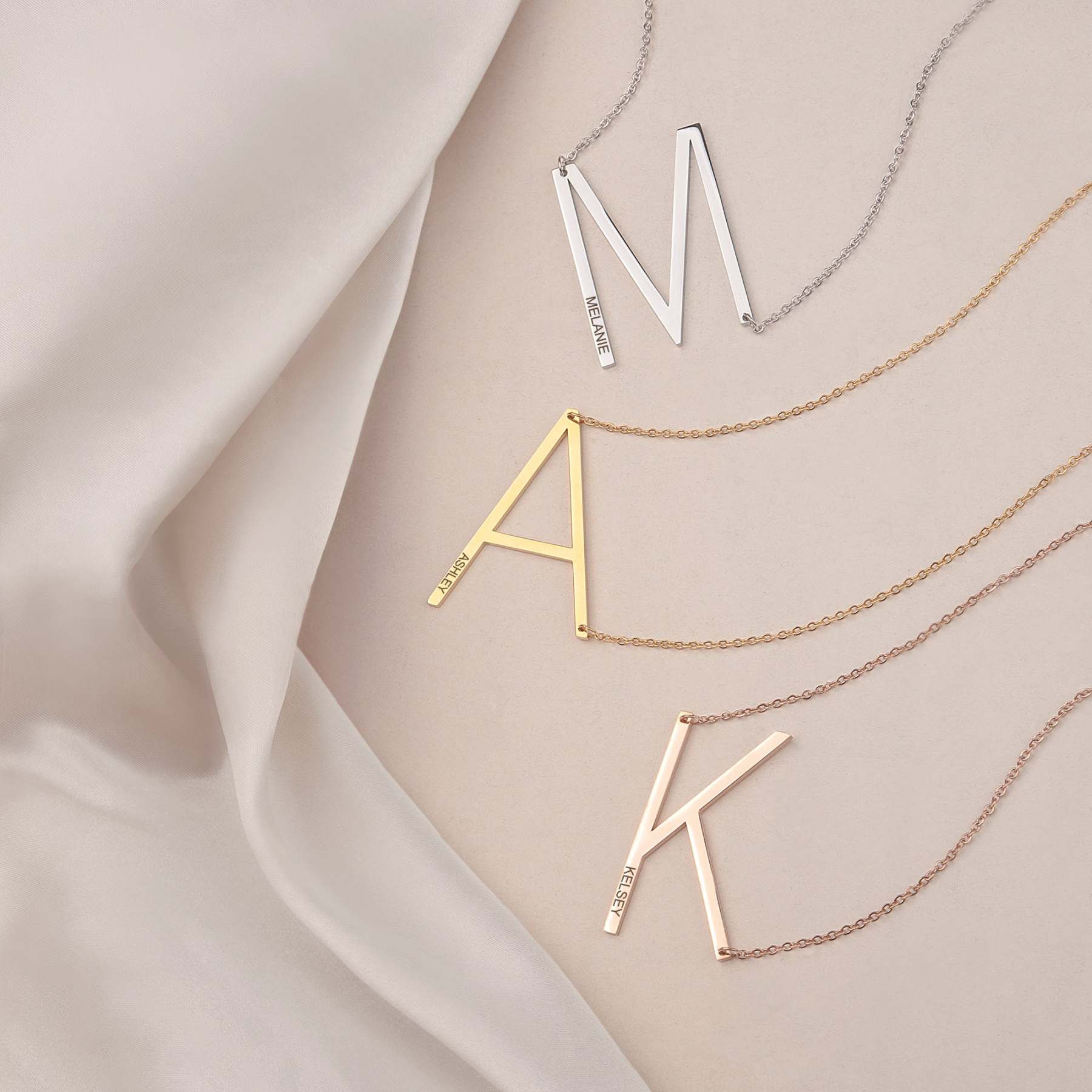 Single Letter Pendant Name Engraved Necklace