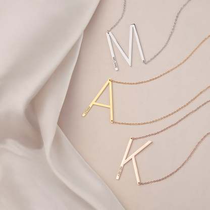 Single Letter Pendant Name Engraved Necklace