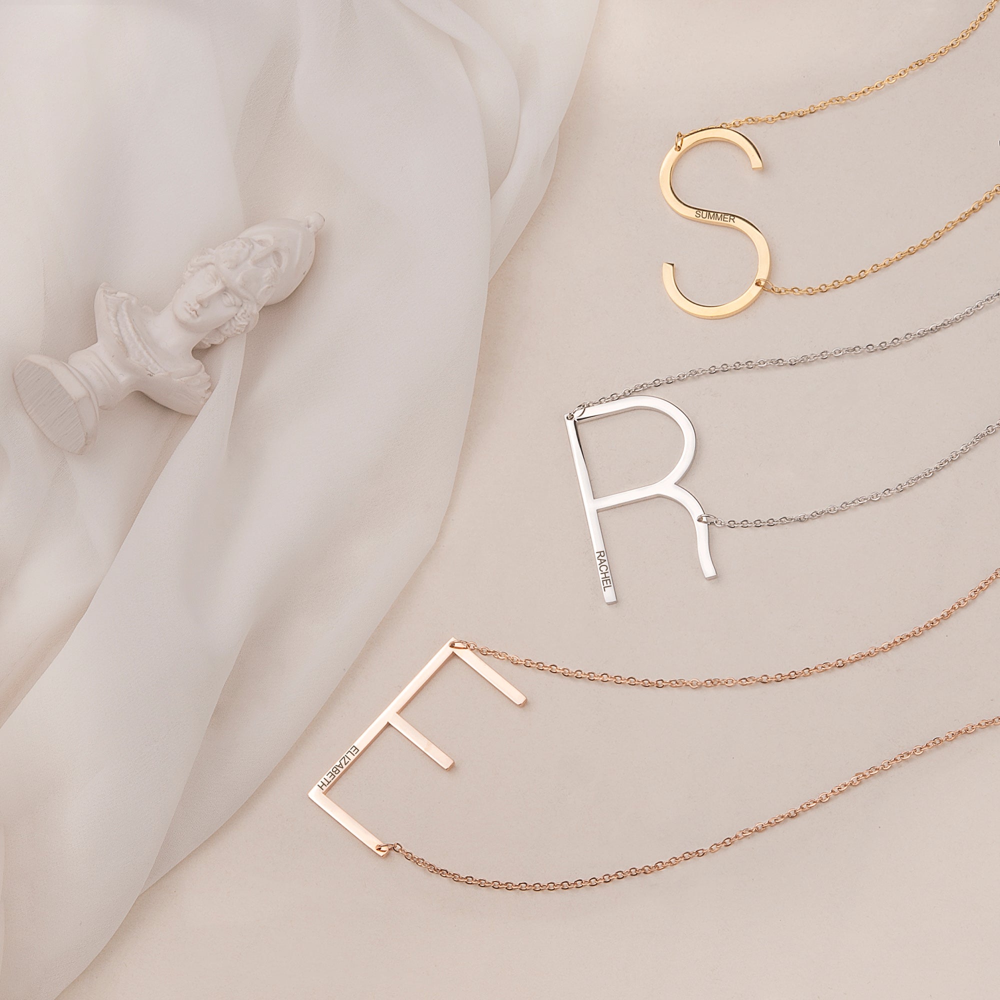 Single Letter Pendant Name Engraved Necklace