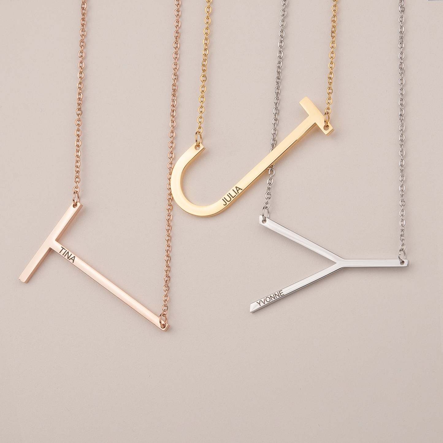Single Letter Pendant Name Engraved Necklace