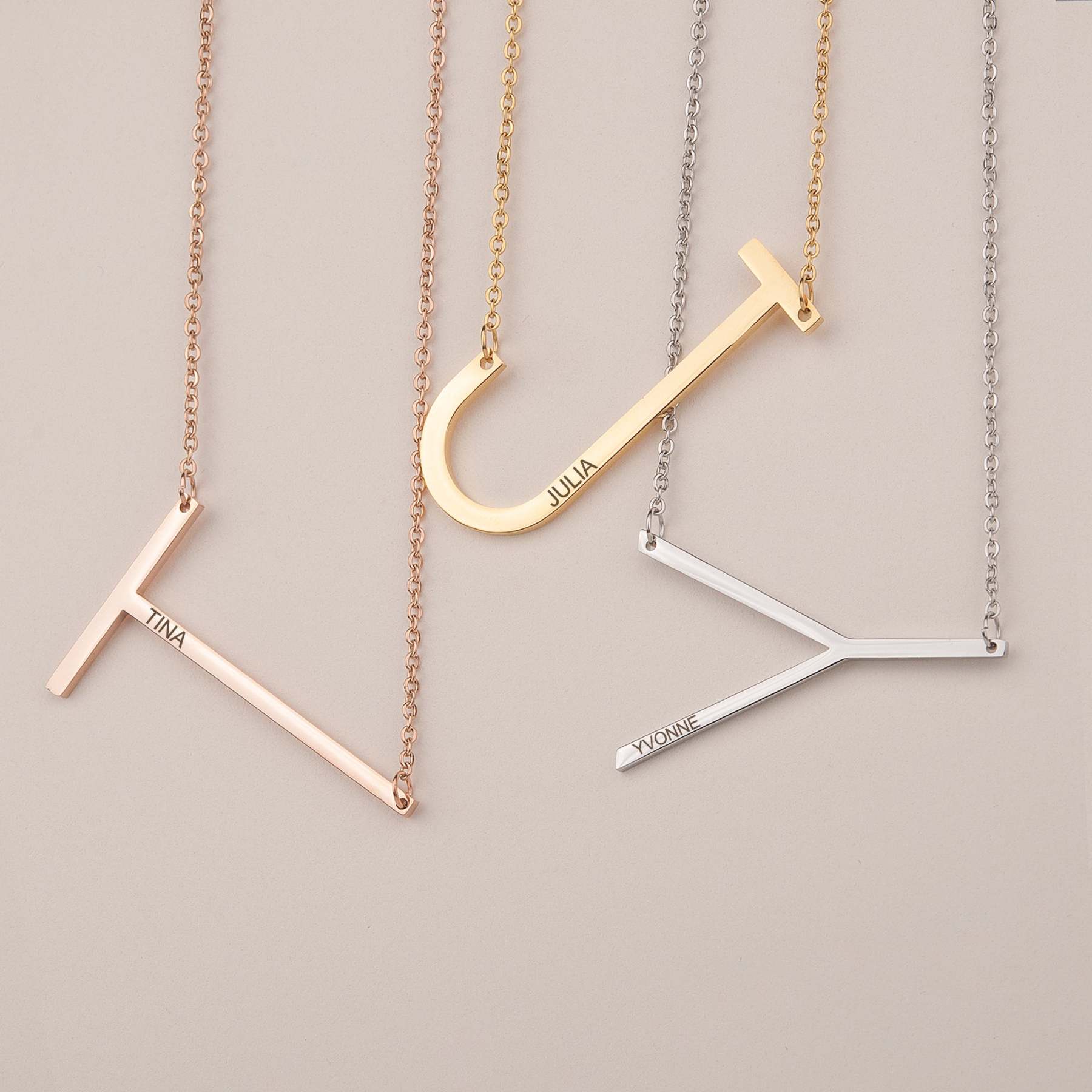 Single Letter Pendant Name Engraved Necklace