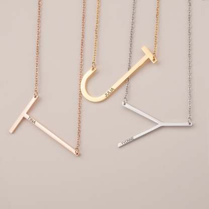 Single Letter Pendant Name Engraved Necklace