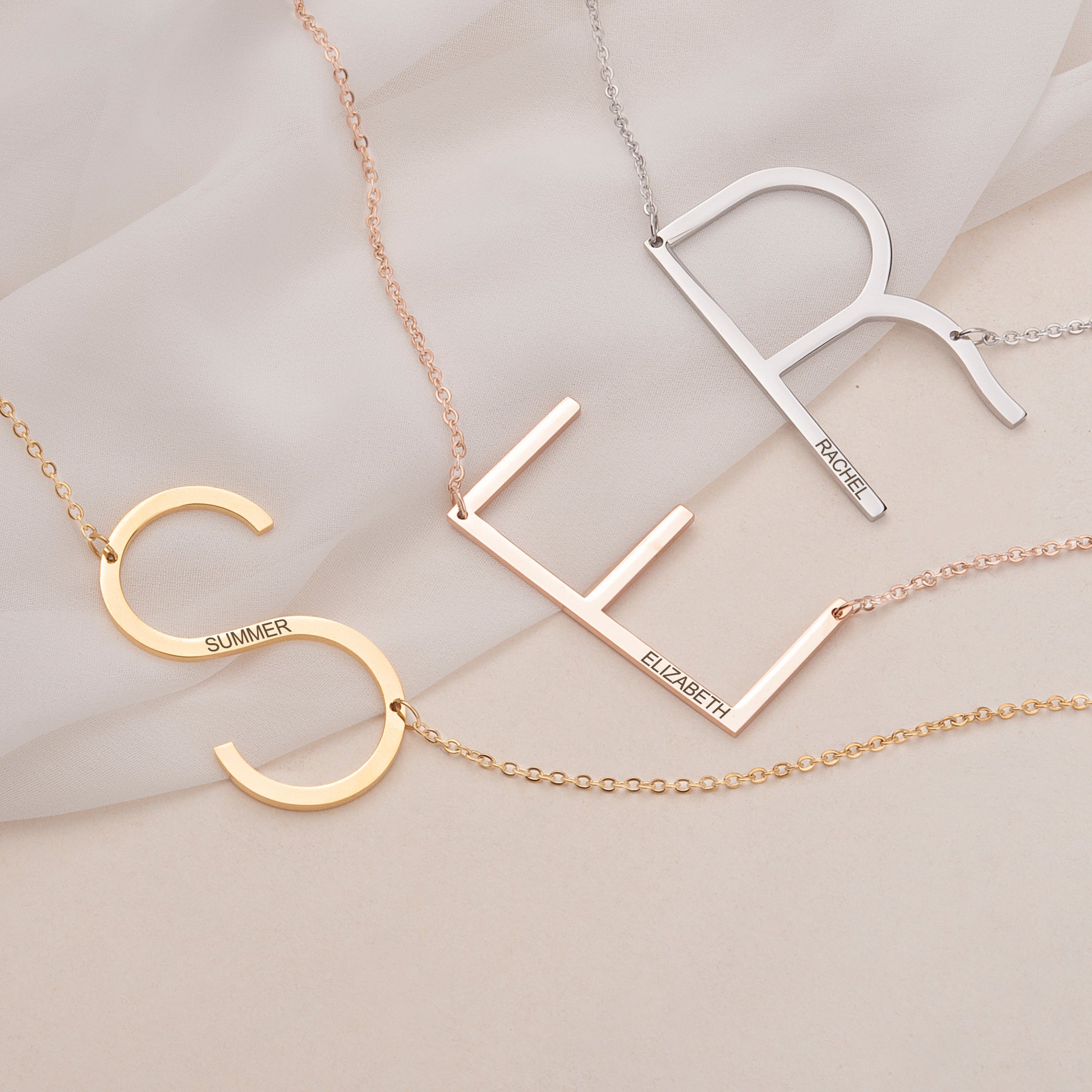 Single Letter Pendant Name Engraved Necklace