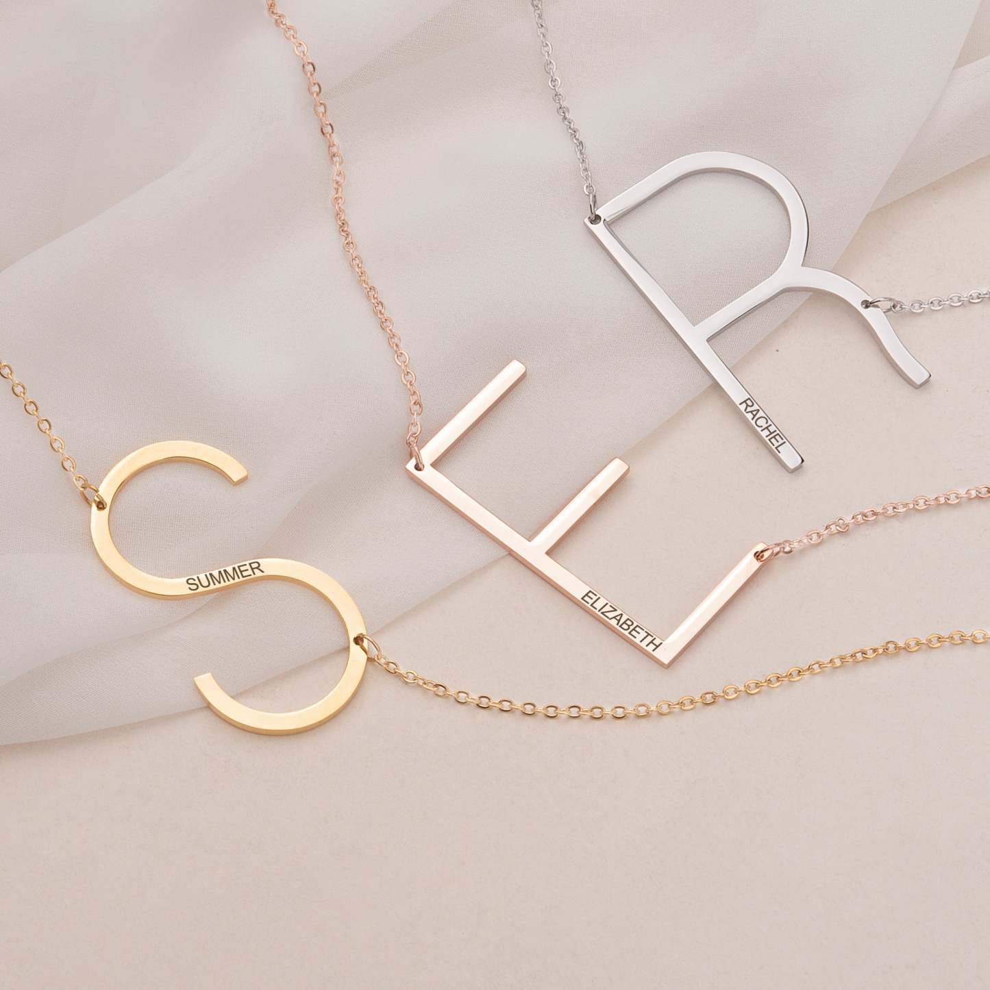 Single Letter Pendant Name Engraved Necklace