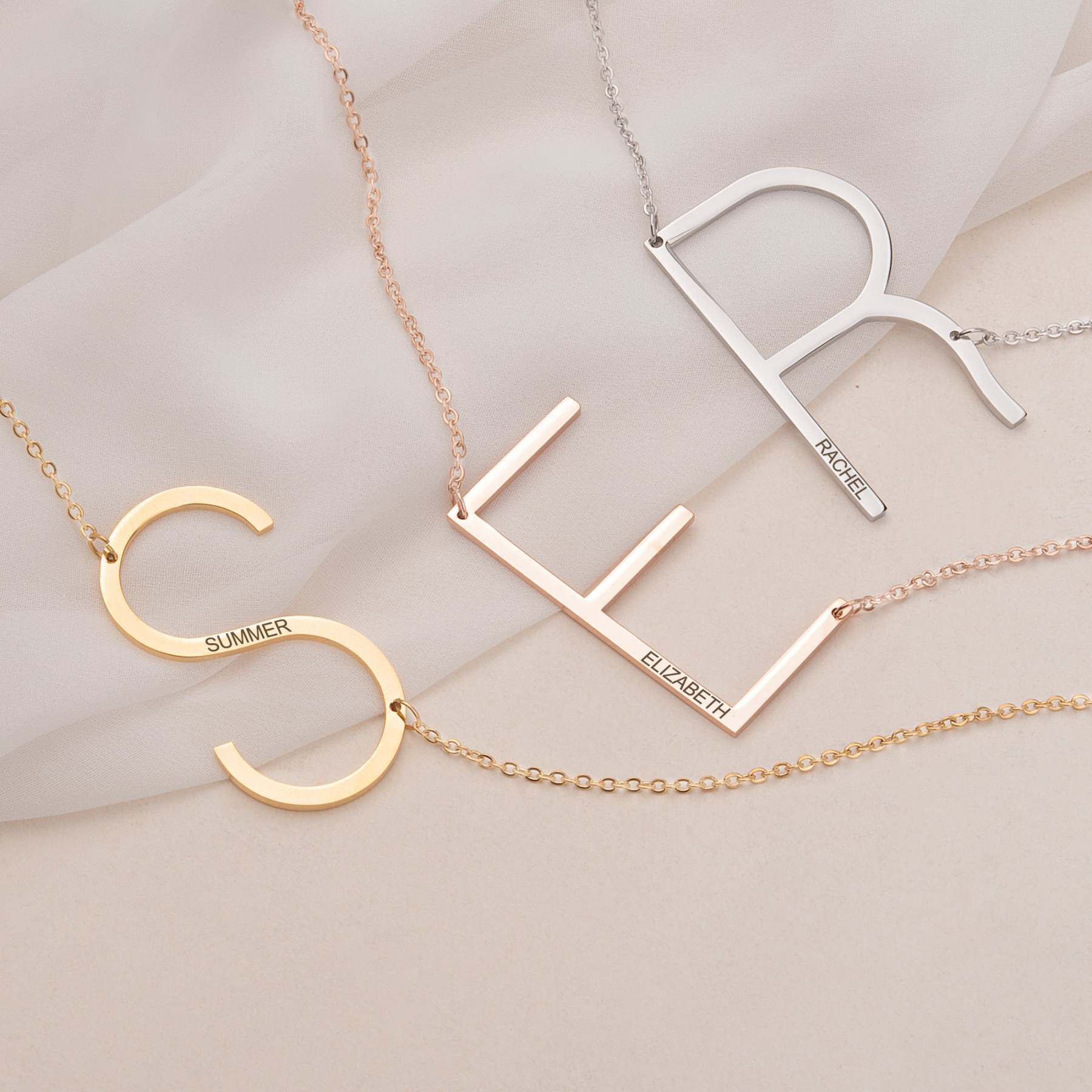 Single Letter Pendant Name Engraved Necklace
