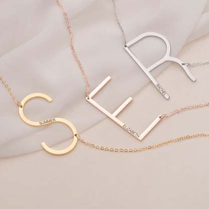 Single Letter Pendant Name Engraved Necklace