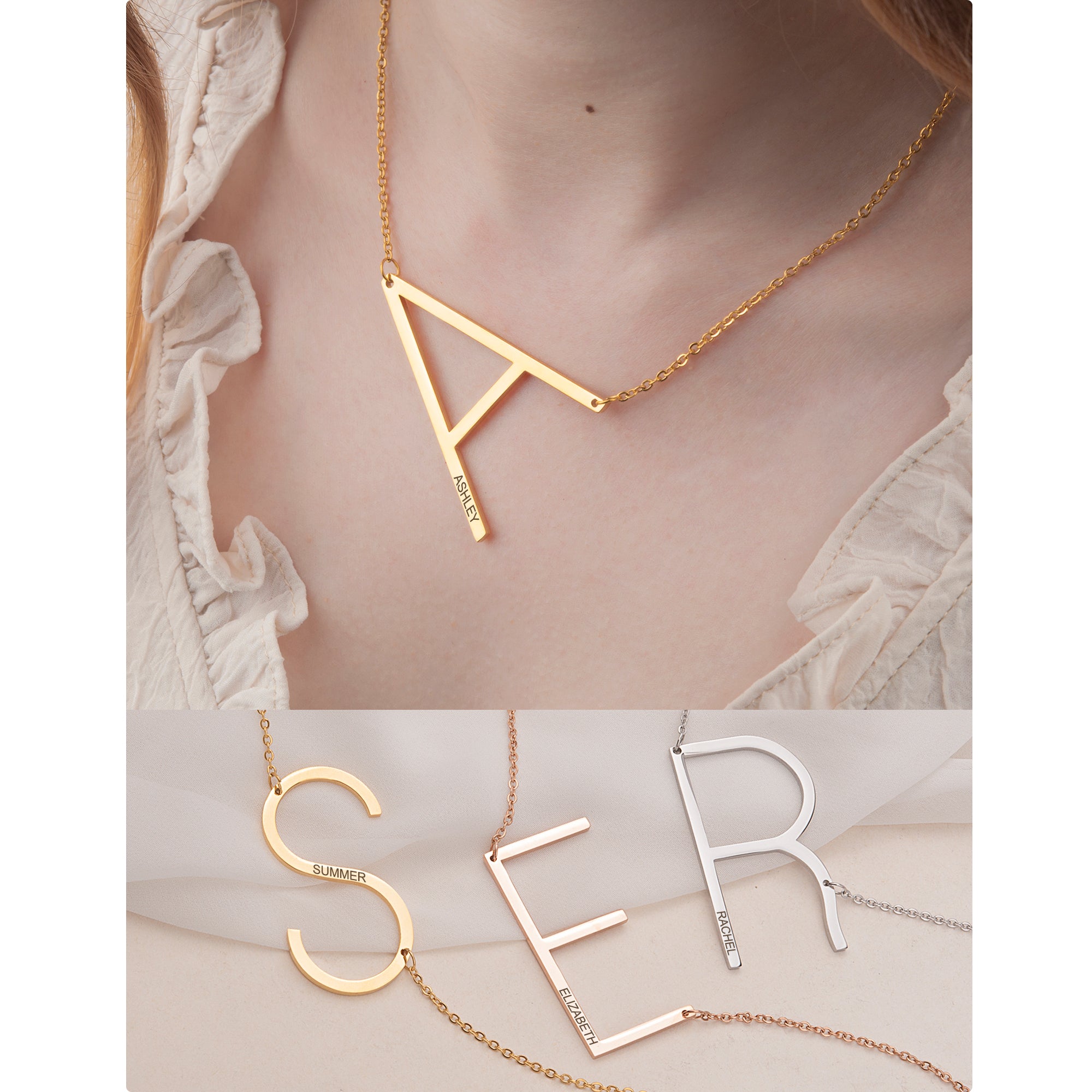 Single Letter Pendant Name Engraved Necklace