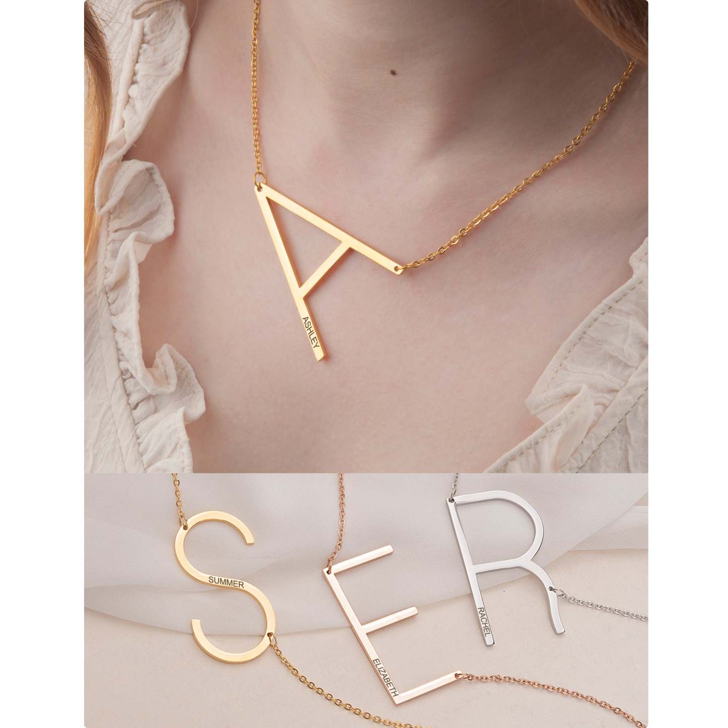 Single Letter Pendant Name Engraved Necklace
