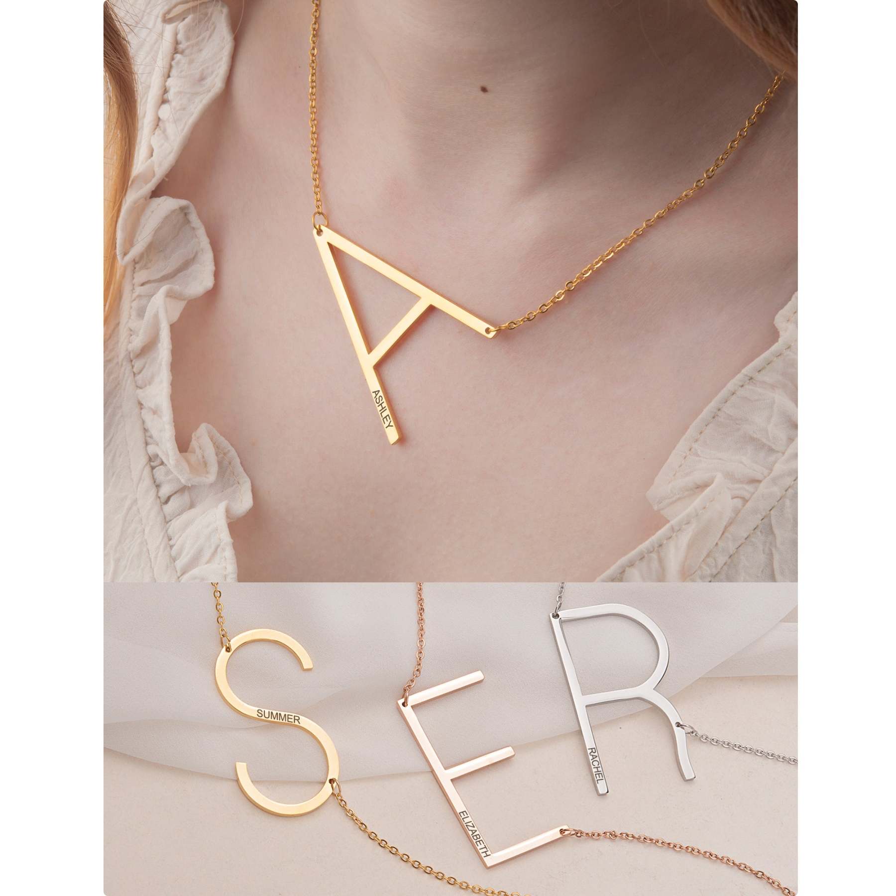 Single Letter Pendant Name Engraved Necklace