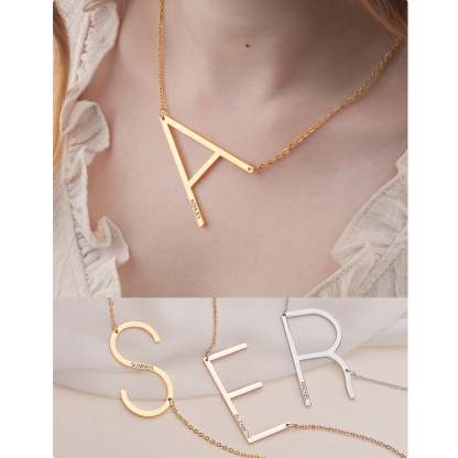 Single Letter Pendant Name Engraved Necklace