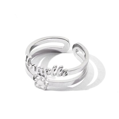 [Copy]Custom Single Name Birthstone Ring with Open Design