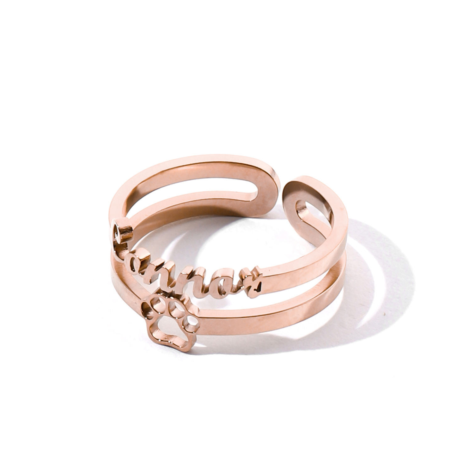 Custom Name Rings with Cat Paws and Dog Paws for Pet Lovers