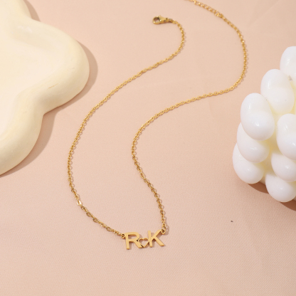 Custom Necklace with Double-Letter with Heart