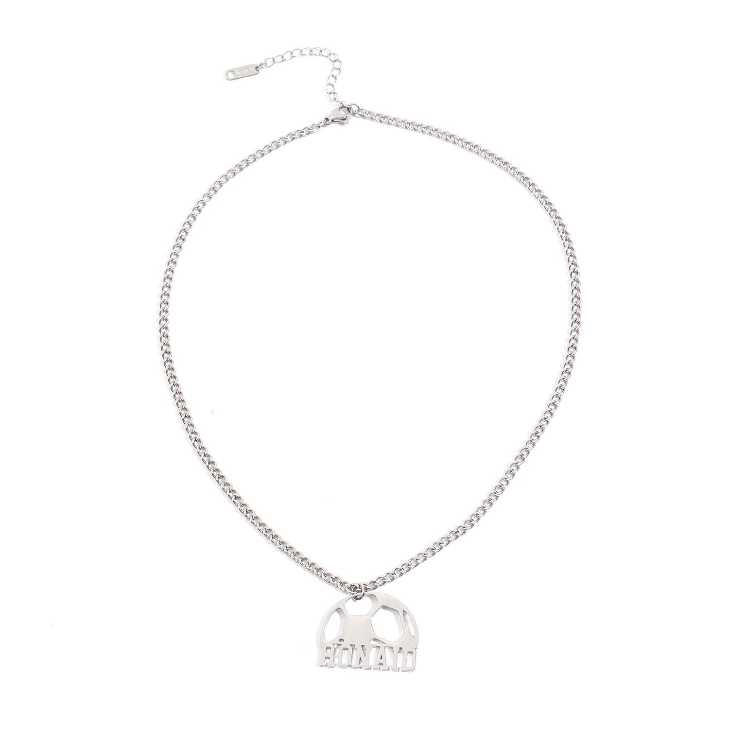 Custom Name Thick Chain Necklace with Trendy Football Elements