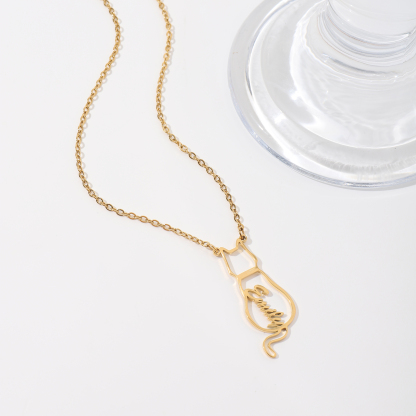 [Copy]Custom Necklace with Letters Carved on Round Discs