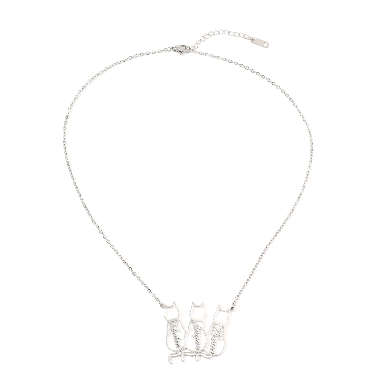 Custom Name Necklace in Cat shaped for Pet Lovers
