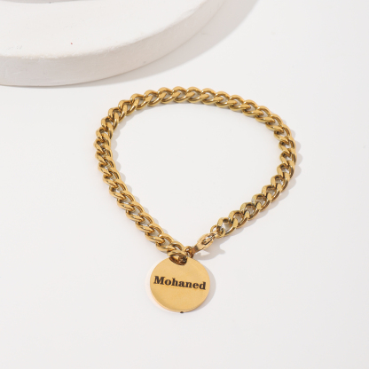 [Copy]Custom Name-engraved Bracelet with Crown Pendant  