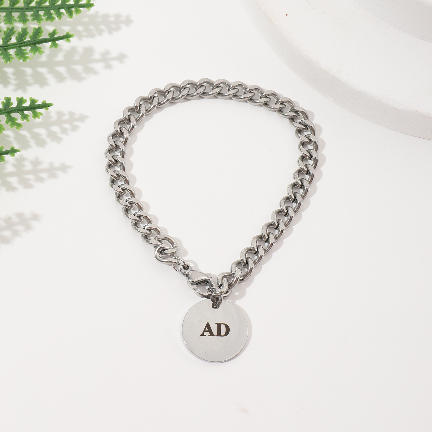 [Copy]Custom Name-engraved Bracelet with Crown Pendant  