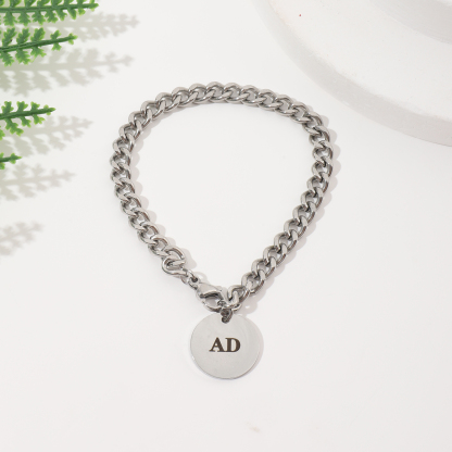 [Copy]Custom Name-engraved Bracelet with Crown Pendant  