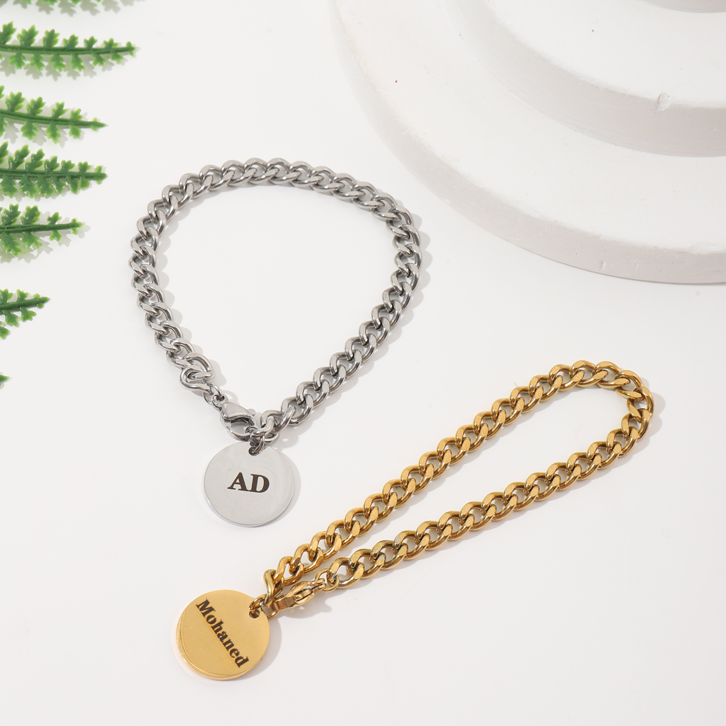 [Copy]Custom Name-engraved Bracelet with Crown Pendant  