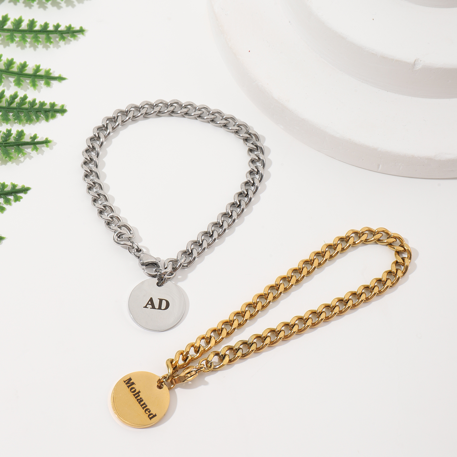 [Copy]Custom Name-engraved Bracelet with Crown Pendant  