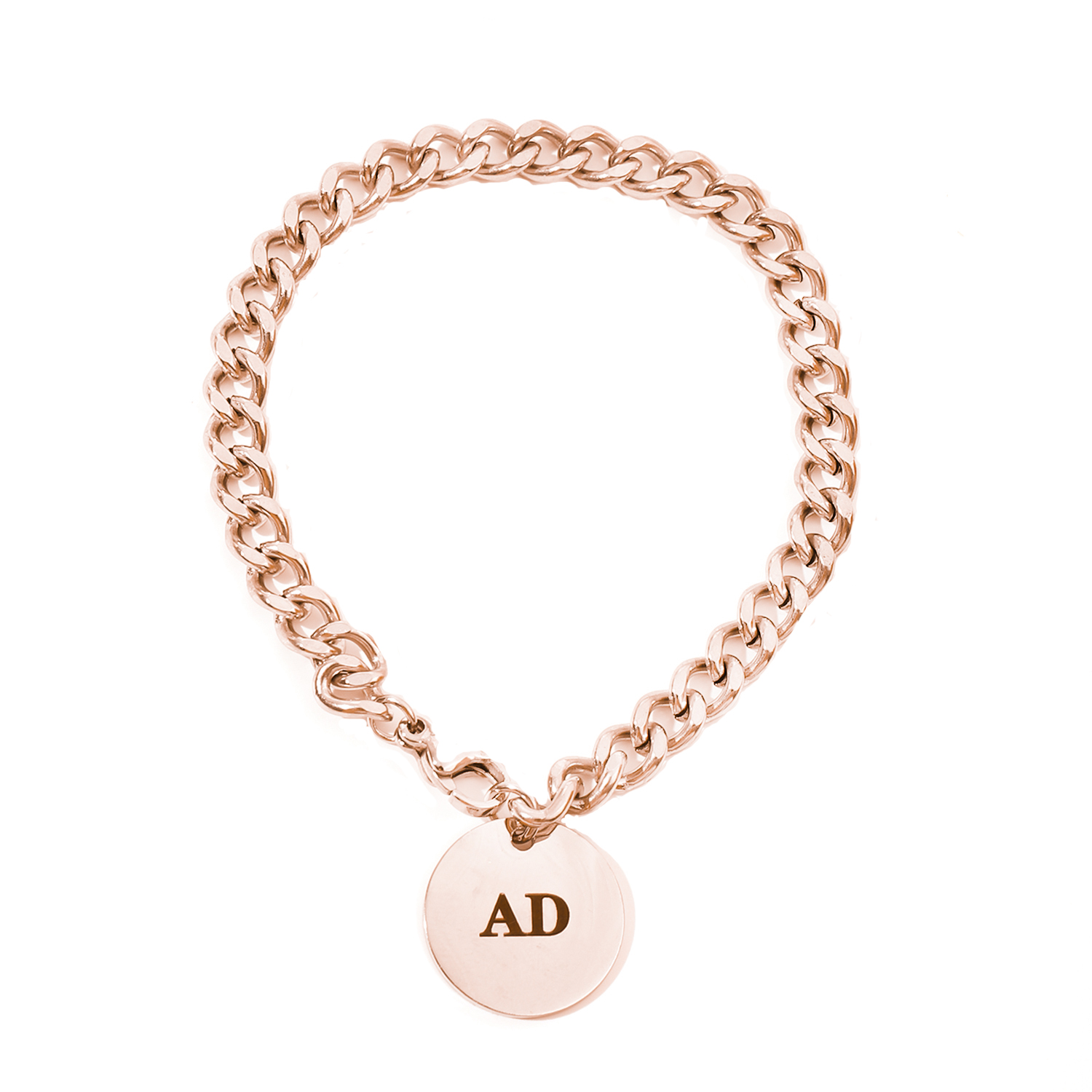 Custom Name Bracelet of Disc Shape with Thick Chain