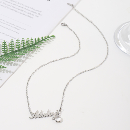 Custom Name and Birthstone Necklace For Anniversary Gift