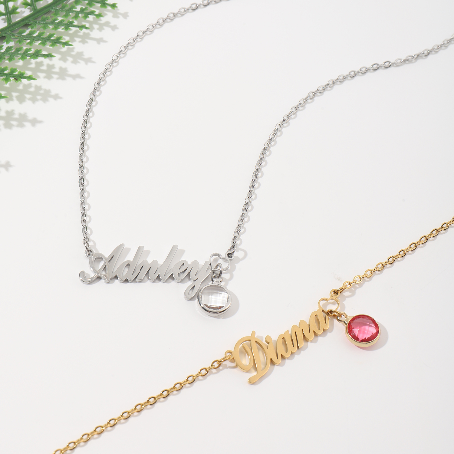 Custom Name and Birthstone Necklace For Anniversary Gift