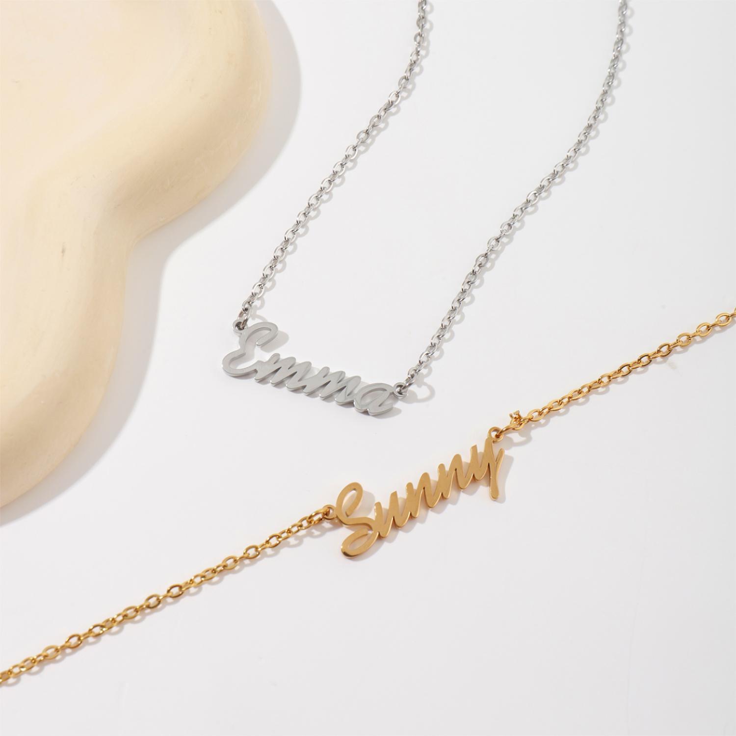 [Copy]Custom Name Thick Chain Necklace with Trendy Football Elements