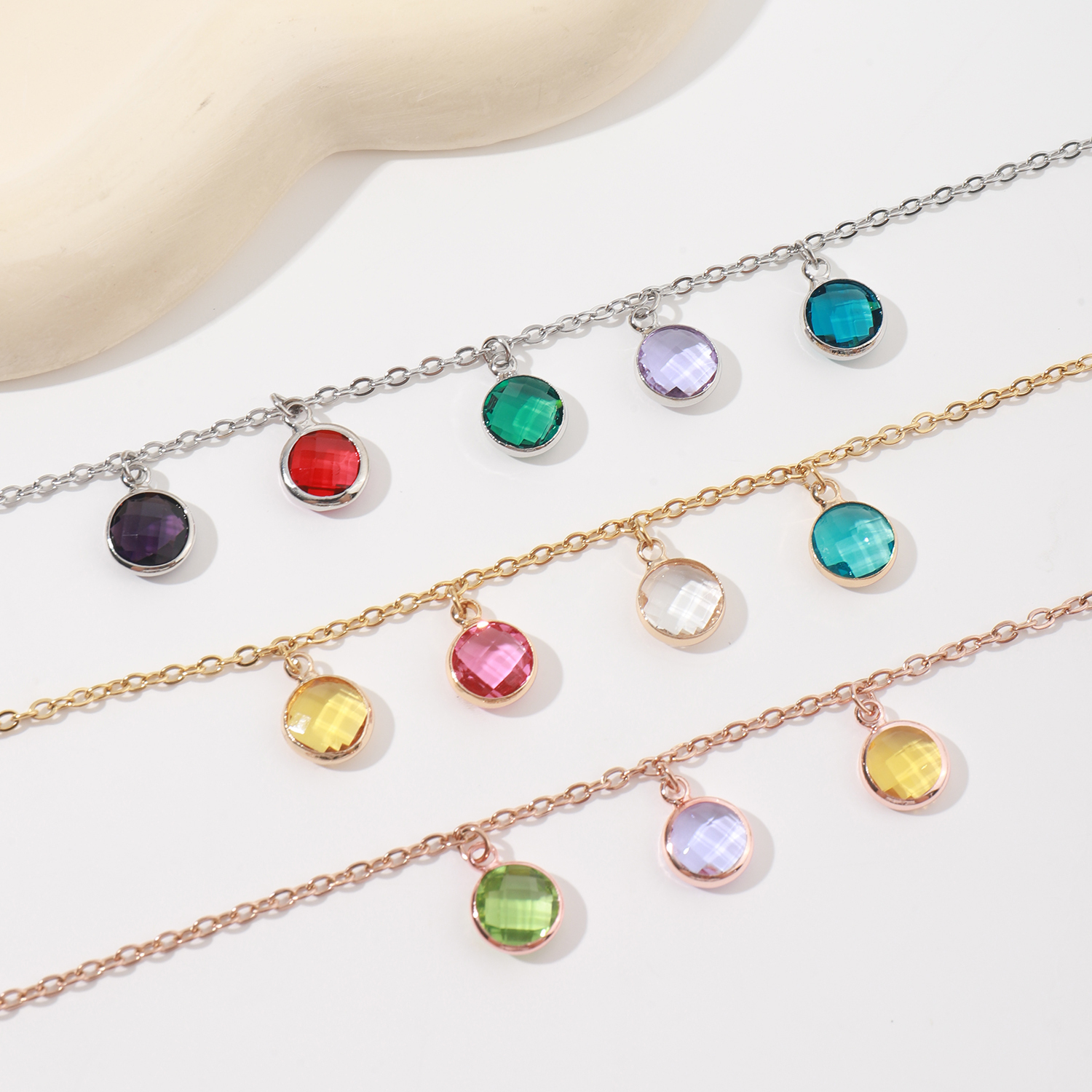 Custom Colored Birthstone Necklace